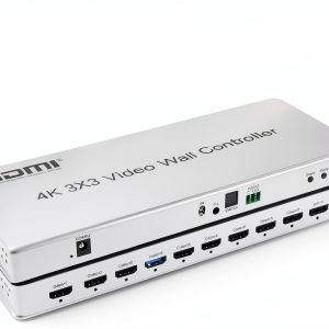 4K 3x3 Video Wall Controller, 9 Channel HDMI 1.4 Splitter, with Out Audio, Remote Control & RS232, Button Press, Support 1x1 1x6 2x1 6x1 2x2 3x3 2x4 Modes, Cascade 3x4 4x3 4x4-0