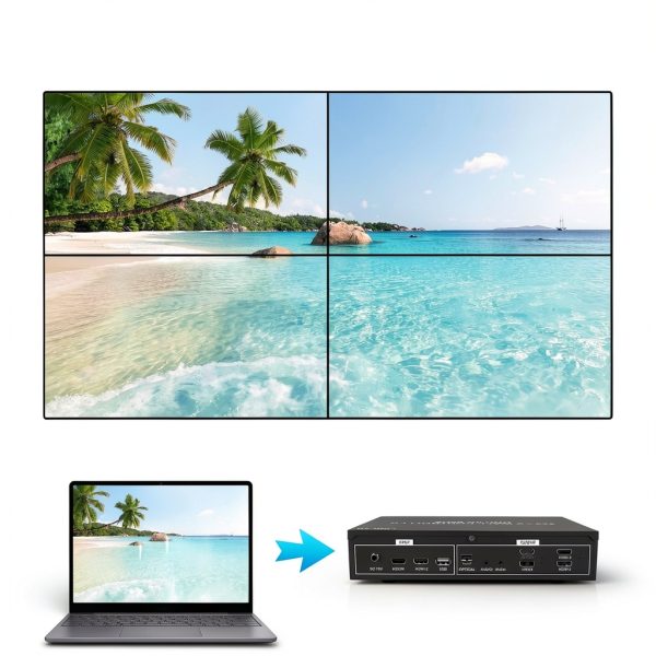 4K60 2x2 Video Wall Controller with HDMI 2.0 USB inputs 1x2 1x3 1x4 2x1 3x1 4x1 UHD TV Wall Controller for 4 TVs Support USB Auto Display and Play max 4096x2160@60 Video Picture-7