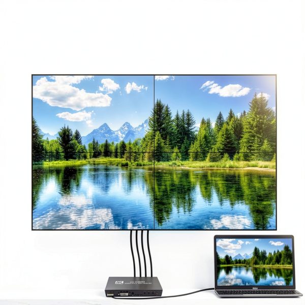 Video Wall Controller, 4K x 2K HD Seamless Splicing Professional Processor with HDMI+DVI+RS232 Input, 4 Way HDMI & SPDIF Output 180 Degree Rotate TV Wall Display 2x2, 1x2, 1x3, 1x4, 2x1, 3x1, 4x1-1