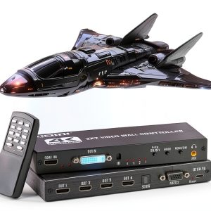 Video Wall Controller 2x2 4K TV Splicing Wall Processor HDMI & DVI Input 4 TV Screens Into 1 Wall Display Support IR Remote, RS232, 180°Rotate, 2x2,1x1,1x2,1x3,1X4,1x5-0
