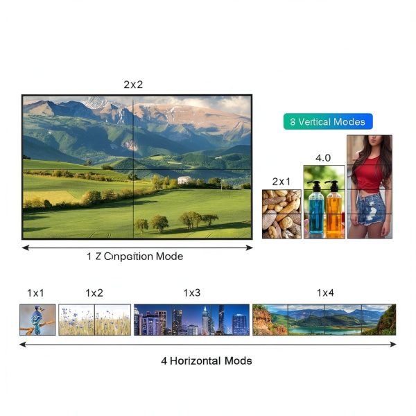 4K Video Wall Controller 2x2 TV Wall Controller 4x1 - HDMl Video Wall Processor with Remote, 8 Splicing Modes, HDMI/VGA Inputs, Splicing Display for 4 TV Screens into 1 Wall Display-3