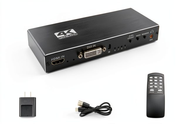 Video Wall Controller, 4K x 2K HD Seamless Splicing Professional Processor with HDMI+DVI+RS232 Input, 4 Way HDMI & SPDIF Output 180 Degree Rotate TV Wall Display 2x2, 1x2, 1x3, 1x4, 2x1, 3x1, 4x1-2