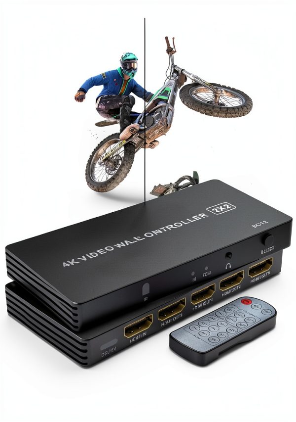 4K HDMI Video Wall Controller 2x2, LUKFOCAB TV Wall Processor with 8 Splicing Modes, 180° Rotate, 3.5mm Audio Extractor, IR Remote, 2x2, 1x2, 1x3, 1x4, 2x1, 3x1, 4x1, 4 TV Screen into 1 Wall Display-0