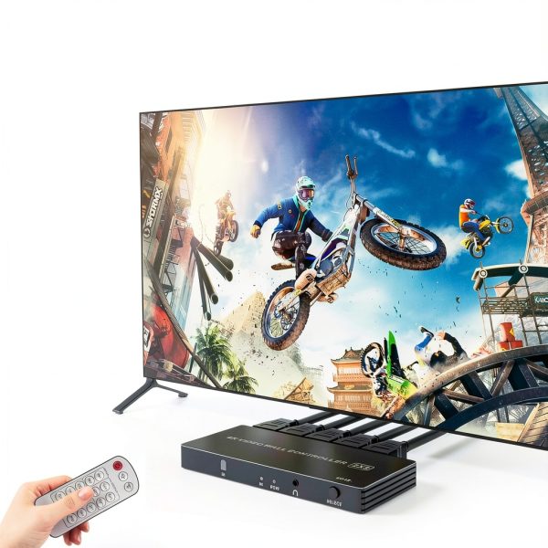 4K HDMI Video Wall Controller 2x2, LUKFOCAB TV Wall Processor with 8 Splicing Modes, 180° Rotate, 3.5mm Audio Extractor, IR Remote, 2x2, 1x2, 1x3, 1x4, 2x1, 3x1, 4x1, 4 TV Screen into 1 Wall Display-1